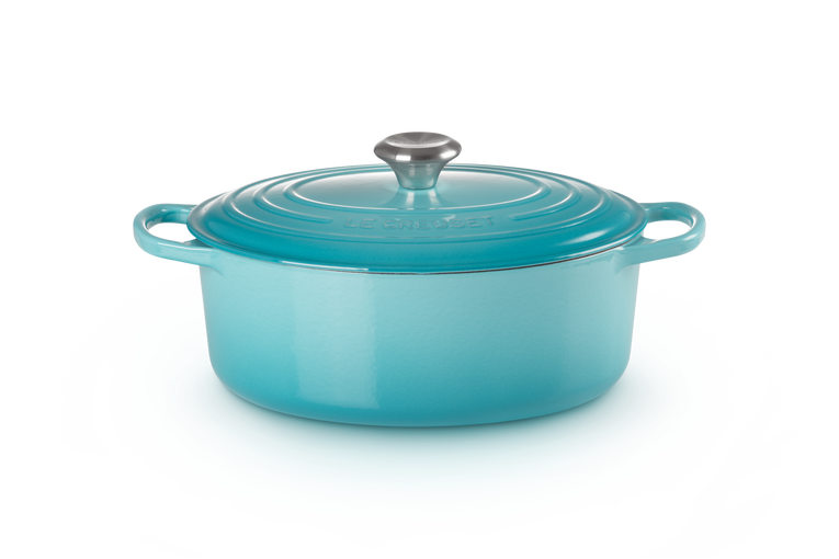 bleu mat Cocotte ronde en fonte céramique compatible induction et gaz Cocotte de 2,7 l avec couvercle
